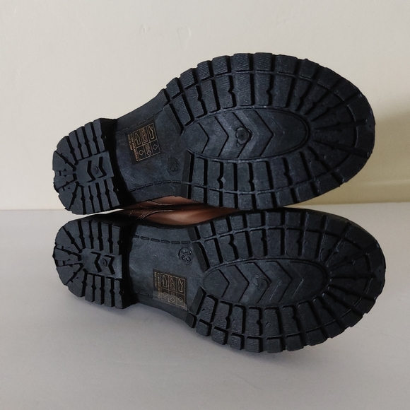 Girls Rose Gold Faux Leather Mid-Calf Lace Up NWT Combat Boots Lug Sole 13 - Picture 10 of 11